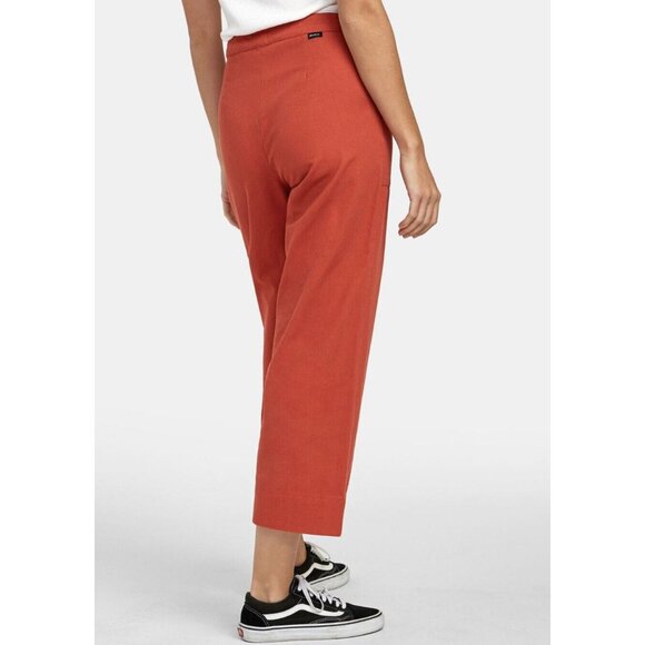 $62 RVCA Women’s Grade Relaxed Crop Leg Trouser Straight Pants Hot Coral Size 26 - Picture 5 of 6
